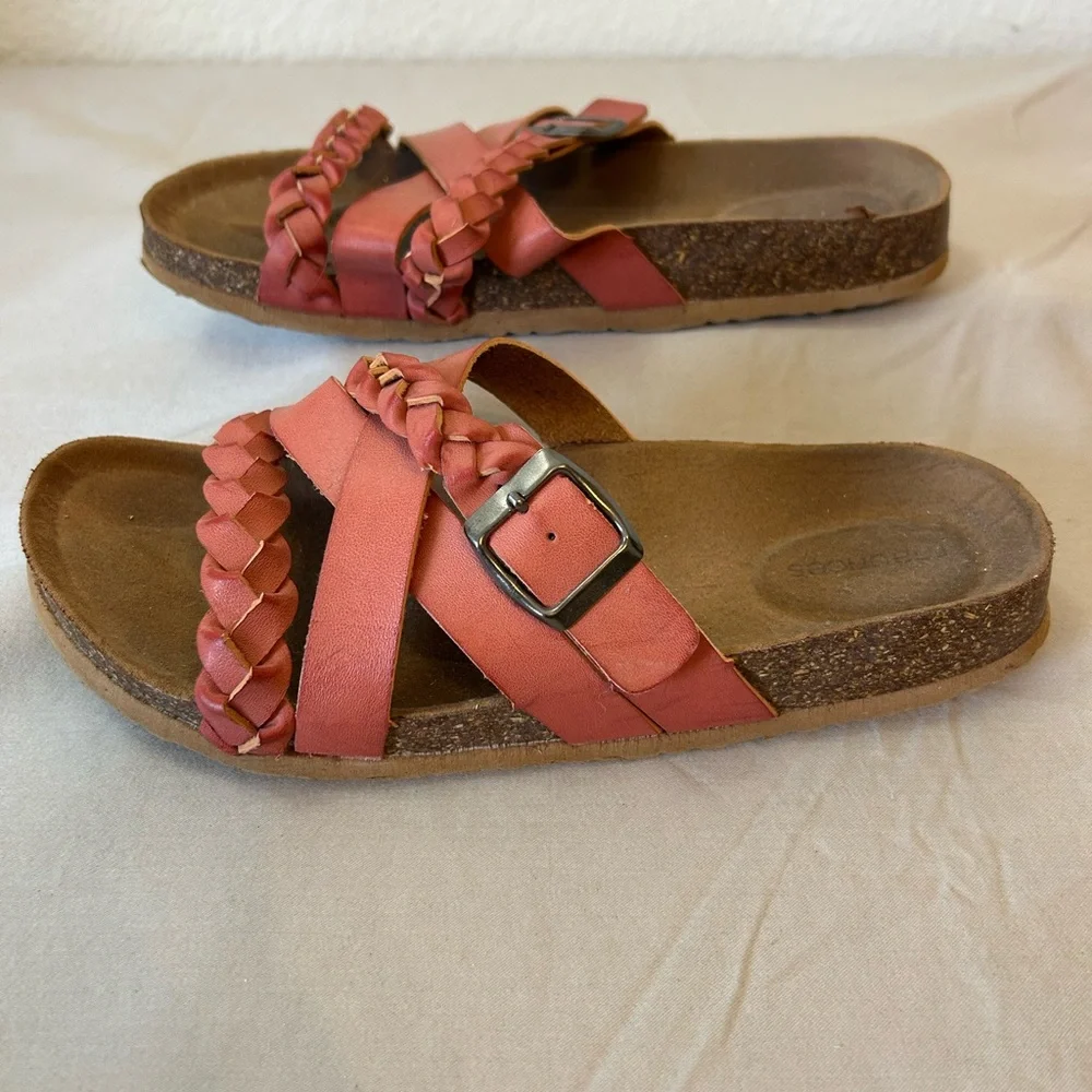 EUC Maurices Pink Adjustable Braided Slide On Sandals Size‎ 8